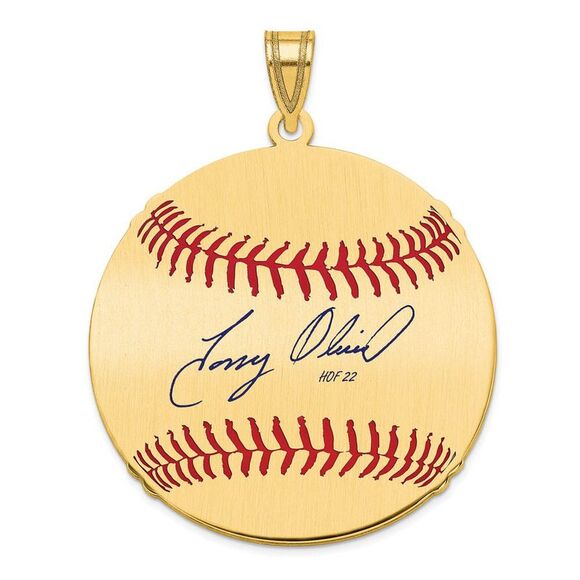 14K Gold Plated Tony Oliva Signature LG Enamel Baseball Pendant